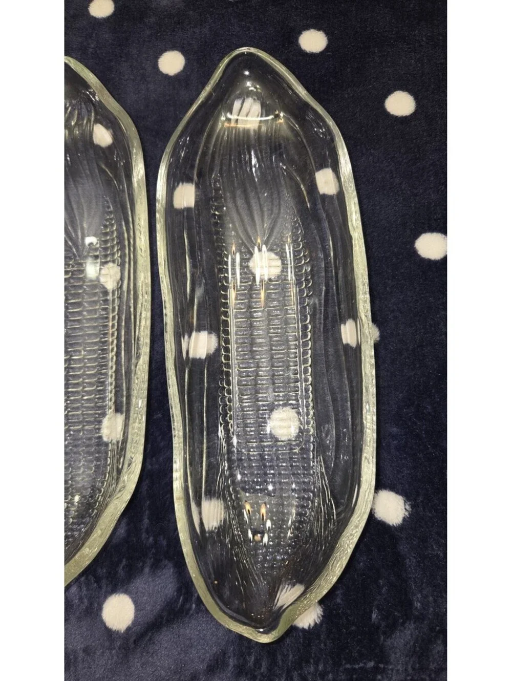 Vintage Indiana Glass Corn On The Cob Dishes Set Of 4 Clear Pressed Glass